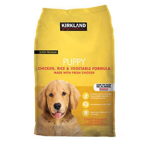 Kirkland puppy food - Recommended. Kirkland Signature Puppy Chicken, Rice and Vegetables Formula has received our above average rating of 4 ½ paws, making this a high quality puppy food. Check out this Kirkland Signature Puppy Formula Chicken, Rice, and Vegetables review. What we found might be a bit shocking, but we think you need this! 